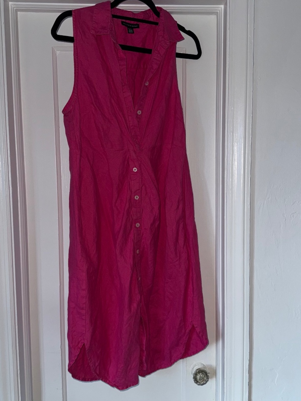 100% Linen Saks Fifth Avenue Pink Shirt Dress Women's Large